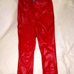 Red leather pants